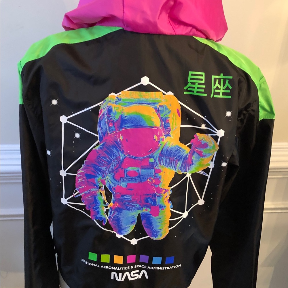‼️SOLD‼️H.P.🏆 Neon NASA To The Moon Windbreaker - Picture 2 of 8